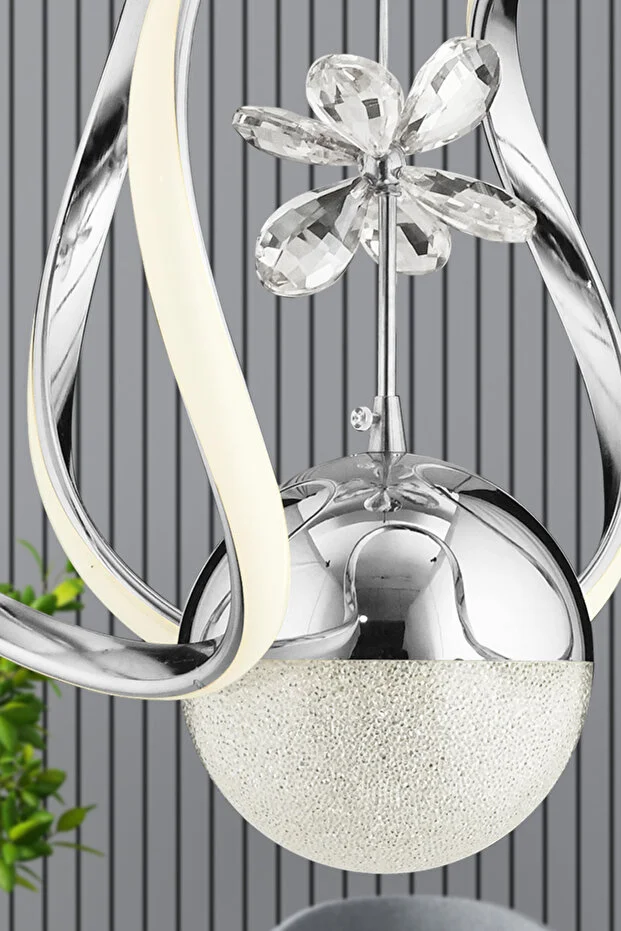 Kumandalı Bigiee Gümüş Üç Renk Lüx Ledli Modern Led Avize